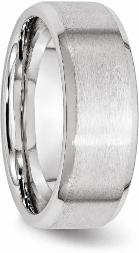 Miniatura 4 de Anillo liso liso de cobalto biselado borde 0315in para hombre liso clásico de boda cepillado acabado mate anillo de banda