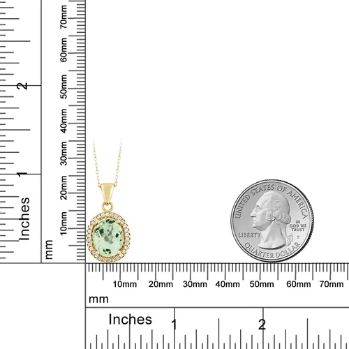 Miniatura 60 de Gem Stone King Collar con colgante de plata chapada en oro amarillo de 18 quilates de 0.433 x 0.354 in con piedra natal ovalada para mujer