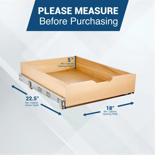 Miniatura 7 de Knape & Vogt RS-WMUB-17-WD - Caja de cajones de madera extraíble de 5 pulgadas de alto x 18 pulgadas de ancho x 22 pulgadas de profundidad