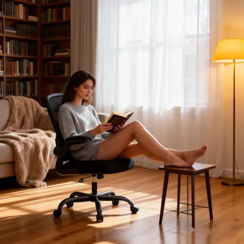 Miniatura 13 de ALLGOD Silla de oficina ergonómica, silla de escritorio ergonómica de malla transpirable con soporte lumbar, reposabrazos abatibles, sillas de Negro