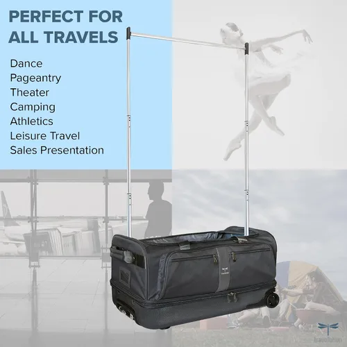 Miniatura 15 de Travolution Dance Bag with Garment Rack, 28 Inch Rolling Duffel With Wheels, Ideal for Competitions & Travel, Easy-assembly Lightweight Aluminum