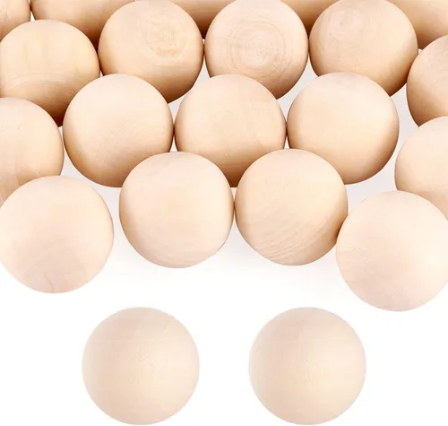 Miniatura 9 de Craftdady 90 bolas de madera redondas naturales sin terminar, bolas de madera dura sin terminar, esferas de madera decorativas, sin agujero