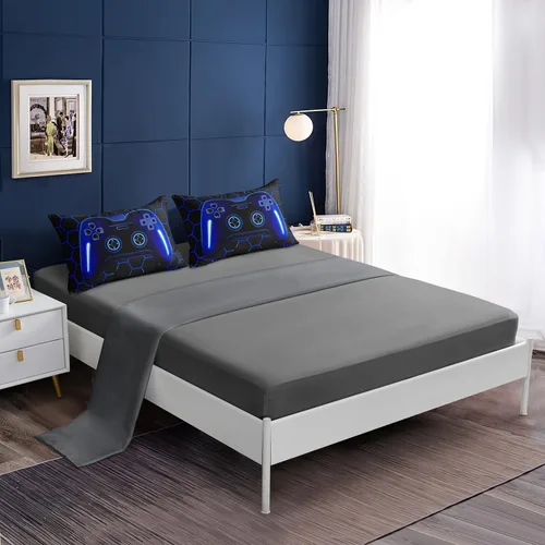 Miniatura 3 de Juego de ropa de cama de 6 piezas para niños, tamaño full, juego de edredón de videojuegos para niños y adolescentes, decoración de habitación