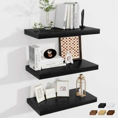 Miniatura 67 de Fun Memories Estantes flotantes de 12 pulgadas de profundidad, estantes de pared de madera de 16 x 12 pulgadas, estante de almacenamiento rústico
