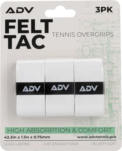 Miniatura 17 de ADV Dry - Cinta de agarre para raqueta de tenis, paquete de 12 y 30 unidades, cinta de agarre para raqueta de tenis FeltTac, cinta de agarre ultra