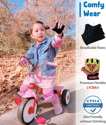 Miniatura 4 de Guantes de bicicleta para niños equilibrados, bicicleta de montaña, ciclismo I, transpirables, sin dedos, guantes de ciclismo con cojines extra