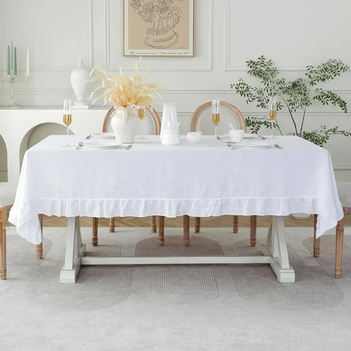 Miniatura 29 de Linen World - Mantel de lino de otoño de 55 x 55 pulgadas, mantel rectangular lavable de lino francés para comedor, al aire libre, bodas