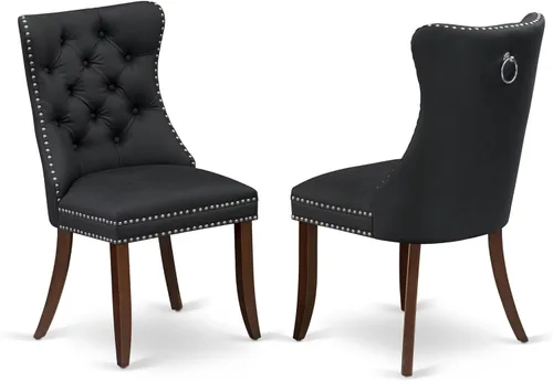 Miniatura 13 de East West Furniture DAP3F26 Dallas Parson - Juego de 2 sillas de comedor tapizadas de tela de poliéster color burdeos con botones copetudos