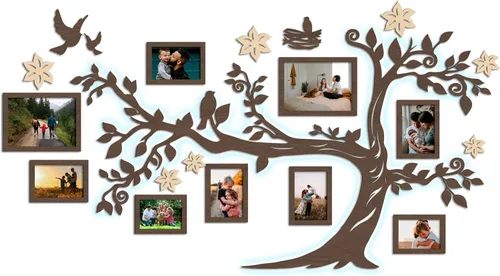 Miniatura 16 de JustLikeWood Decoración grande para el hogar, árbol genealógico de madera con marco, decoración estándar para salas de casa, calcomanías de pared
