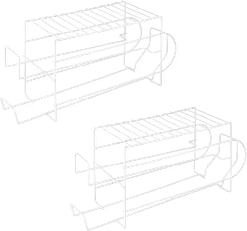 Miniatura 6 de mDesign Organizador de 2 niveles de alambre de metal con estante superior para despensa de cocina, encimera, gabinete, capacidad para 12 latas