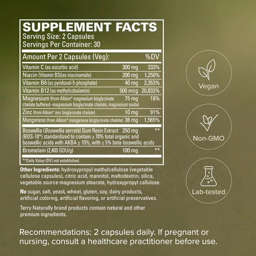 Miniatura 5 de Terry Naturally Ligamentos y tendones saludables, 60 cápsulas veganas, suplemento de apoyo de elasticidad y fuerza, promueve la producción