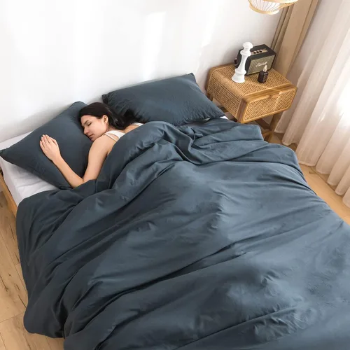 Miniatura 50 de COTTEBED Juego de edredón ultrasuave para cama King, para uso en todas las estaciones, peso ligero con microfibra de algodón lavado cálida y Verde