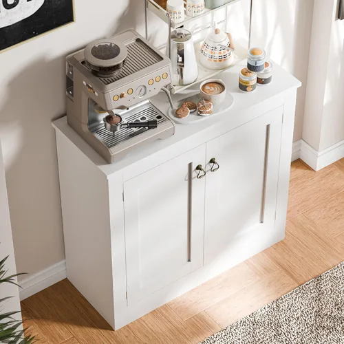 Miniatura 3 de Cozy Castle Gabinete de buffet con almacenamiento – Armario de almacenamiento de cocina, mesa consola de madera, cafetería, armarios decorativos