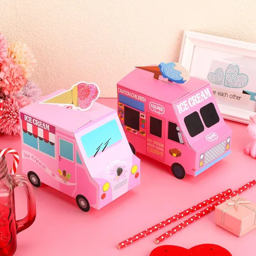 Miniatura 4 de Tenare 20 piezas de centros de mesa de helado para mesas, cajas de recuerdo con forma de camión, cajas de aperitivos para helado, contenedor