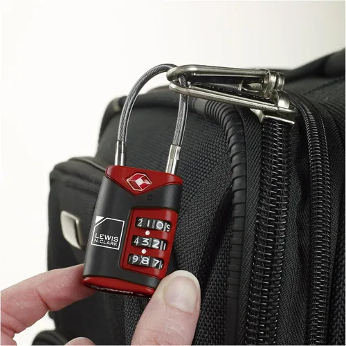 Miniatura 6 de Lewis N. Clark Candado de equipaje aprobado por la TSA + cable de acero para maleta, mochila, bolsa para laptop + bolso, perfecto para aeropuerto
