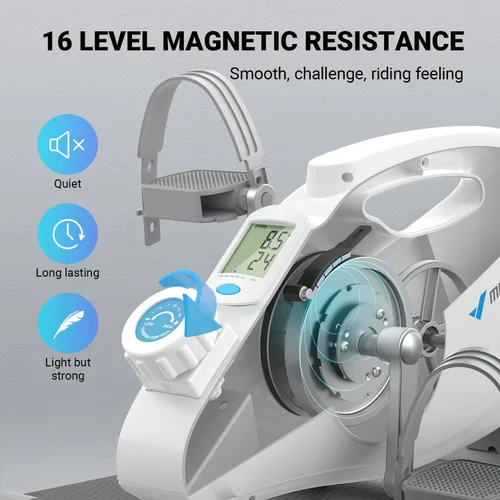 Miniatura 5 de Pedal de bicicleta para debajo del escritorio, mini bicicleta de ejercicio magnética silenciosa con aplicación MERACH para recuperación de brazos
