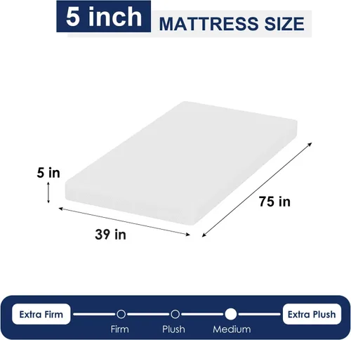 Miniatura 2 de FDW Colchón de espuma viscoelástica de gel refrescante de carbón de bambú de 5 pulgadas, colchón de cama transpirable, alivio de presión