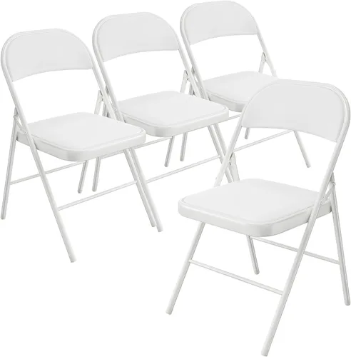 Miniatura 19 de Bonnlo Silla Plegable con Cómodo Cojín Acolchado y Respaldo, Sillas Plegables Portátiles para Exterior, Eventos de Oficina, Bodas, Cuero Pu, 4 Negras