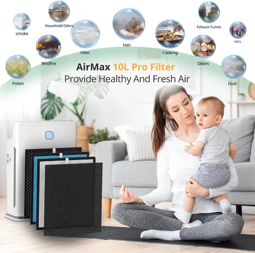 Miniatura 4 de Kit de reemplazo de filtro AirMax de 2 juegos compatible con purificadores de aire Okaysou Airmax 10L Pro y Aiibot-A300, filtro purificador de aire