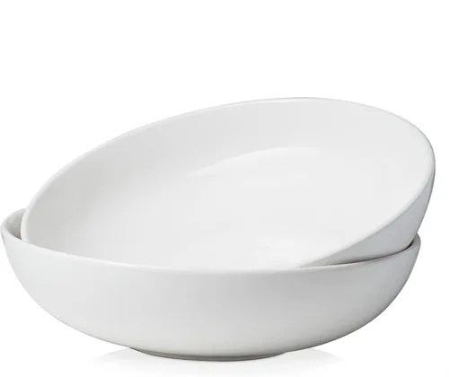 DOWAN Tazones grandes de 11.5 pulgadas, plato blanco de 3.2 cuartos de galón, cuencos grandes de cerámica, aptos para microondas y lavavajillas,