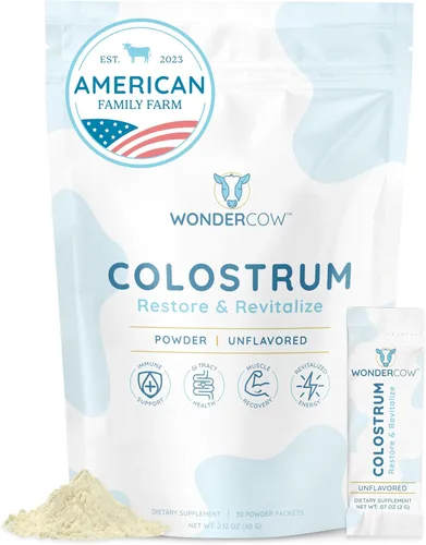 WONDERCOW Suplemento de Calostro en Polvo para la Salud Intestinal, Apoyo Inmunológico, Recuperación Muscular y Bienestar | Superalimento de
