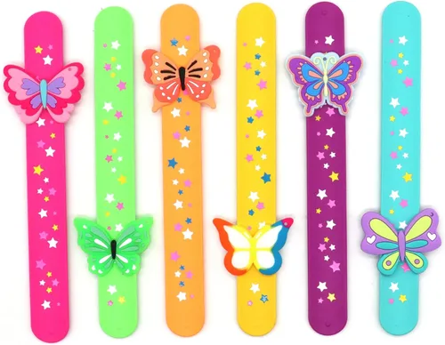 LOCHSOEL - Pulseras de mariposa - Pulseras de silicona para adultos -Perfecto para decoraciones, regalos de cumpleaños y más (paquete de 6)