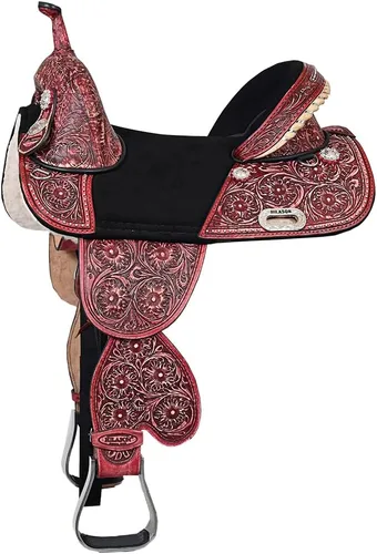 Miniatura 10 de HILASON Western Horse Treeless Trail Barrel Saddle American Leather Tan Horse Saddle Western Saddle Treeless Saddle Saddle for Horses