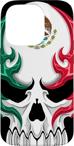 Miniatura 17 de iPhone 13 Pro Max Bandera de México - Estilo tribal de calavera mexicana - Funda hecha en México