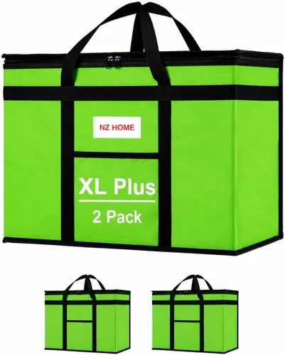 Miniatura 33 de NZ home Durable 3XL PRO Bolsa Térmica Aislada y Calentador de Alimentos para Entrega y Compras de Comestibles con Cremallera Superior, Azul Grado