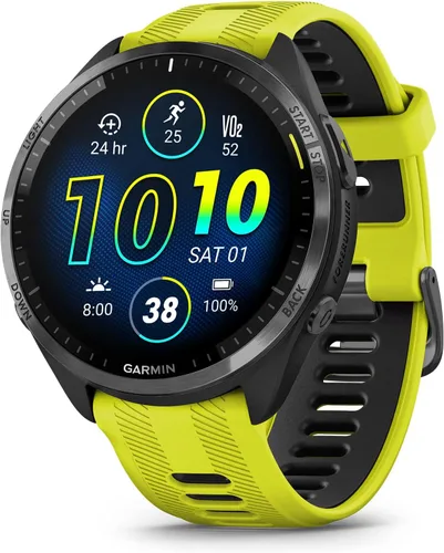 Reloj inteligente para correr Garmin Forerunner® 965, pantalla AMOLED colorida, métricas de entrenamiento y conocimientos de recuperación, amarillo