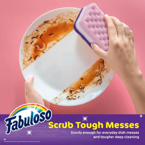 Miniatura 3 de Esponjas Fabuloso, Púrpura - Limpiador sin arañazos para platos y superficies - Esponja para lavar platos para una experiencia de limpieza audaz