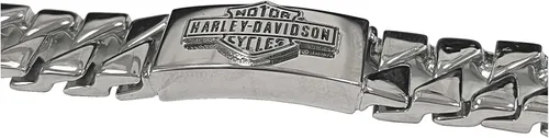 Miniatura 2 de Harley-Davidson Men's Long Bar & Shield Steel ID Curb Link Bracelet HSB0142