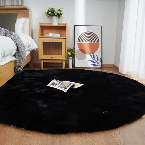 Miniatura 30 de Ghouse Alfombra ultrasuave de pelo sintético de conejo, alfombras lavables a máquina para dormitorio, alfombras esponjosas para sala de estar, Blanco