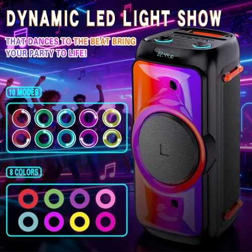 Miniatura 3 de Altavoz Bluetooth para fiestas de 160 W, sonido estero grande para exteriores, graves profundos, TWS, fuerte con luces, altavoces grandes