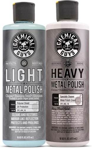 Miniatura 11 de Chemical Guys, Heavy Metal Polish SPI_402_16 - Abrillantador pesado restaurador y protector para metales (16 oz) y toallas de microfibra de grado