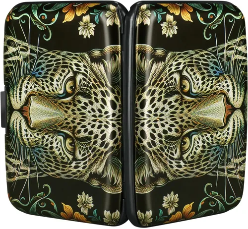Miniatura 191 de ELFISH Mini cartera de aluminio RFID para tarjetas de crédito, funda de identificación de metal para hombres y mujeres, Happy Flower, Cartera Rfid