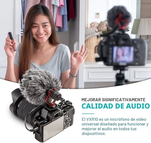 Miniatura 4 de Movo VXR10 Micrófono Shotgun Universal para Cámara - Micrófono de Cámara para DSLR, iPhone y Teléfonos Inteligentes Android - Compatible con Cámaras