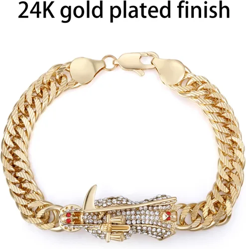 Miniatura 4 de Pulsera Santa Muerte Diamante Chapado en Oro 24K Santa Muerte Colgante Joyería con hoz Regalo de vacaciones (Oro), Acero inoxidable, brazanita