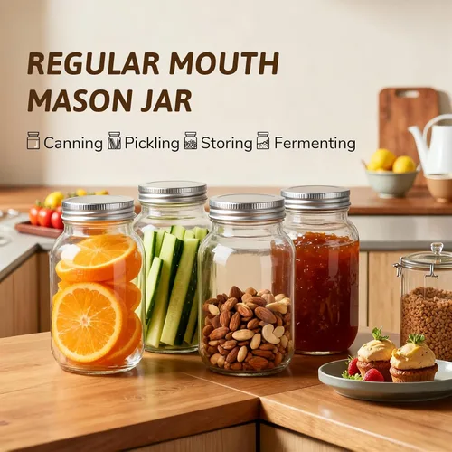 Miniatura 5 de Tarros Mason con tapas de 32 onzas, paquete de 2 tarros de vidrio de boca regular para almacenamiento de alimentos, jugo, mermelada, dulces