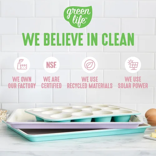 Miniatura 6 de GreenLife Bakeware Bandeja para Hornear de Galletas Media Hoja de 18" x 13", Antiadherente Cerámico Saludable Sin PFAS No Tóxico, Seguro para Horno