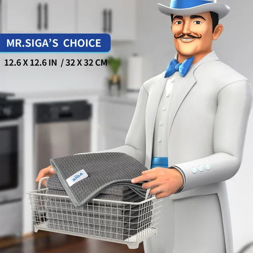 Miniatura 2 de MR.SIGA Paños de limpieza con patrón de gofres, paños de limpieza de microfibra absorbentes reutilizables, toallas de cocina de microfibra sin Gris