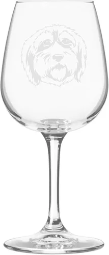 Miniatura 201 de Copa de vino de 12.75 onzas con diseño de perro grabado