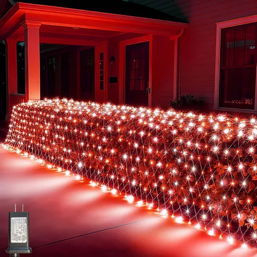 Miniatura 16 de LitHome Luces de red de Navidad de 14.8 x 5 pies, 300 luces LED de red blanca cálida, 8 modos de conexión, malla gigante impermeable de Navidad