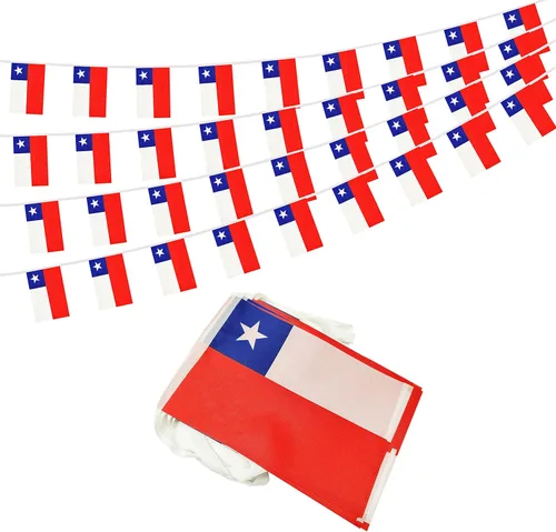 Miniatura 14 de Bandera mexicana de 100 pies, mini bandera de México, pequeña pancarta para fiestas, tiendas y bares, decoración al aire libre, 76 banderas México