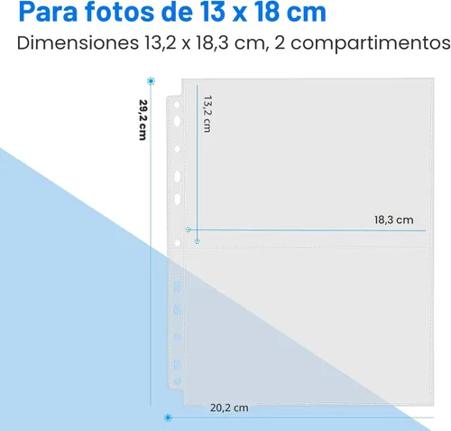 Miniatura 2 de Sooez Paquete de 30 protectores resistentes para fotos o postales, fundas de plástico transparente para carpetas de 3 anillas, dos bolsillos de 5 x