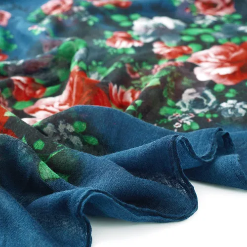 Miniatura 7 de Ligeras mascadas de moda GERINLY con estampados de flores, mascada de algodón para mujer.