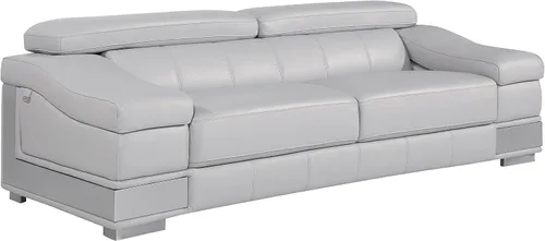 BlackJack Furniture Salerno - Sofá moderno y contemporáneo de cuero italiano de grano superior, color gris rinoceronte