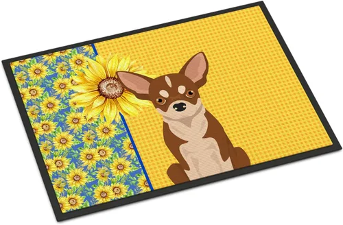 Miniatura 211 de Caroline's Treasures WDK5313MAT Airedale Terrier - Tapete para puerta delantera de 18 x 27 pulgadas, diseño de girasoles de verano, para entrada