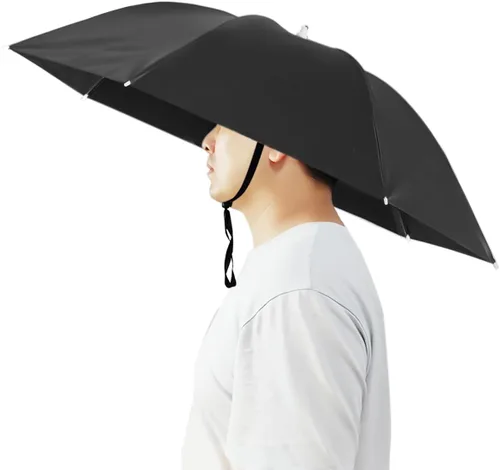 Sombrero Paraguas, Sombrero Paraguas de Pesca de 37 pulgadas Manos Libres Plegable Protección UV Gorra Paraguas Ajustable Accesorio para la Cabeza