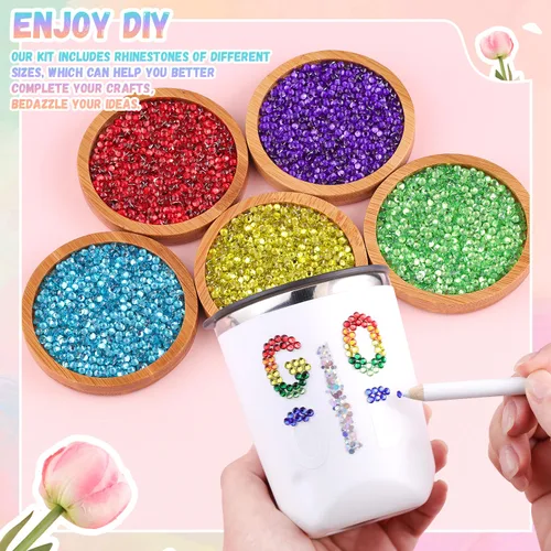 Miniatura 3 de 24000 piezas de diamantes de imitación de resina para embellecer con pegamento para joyería B7000, diamantes de imitación multicolor de 3 mm